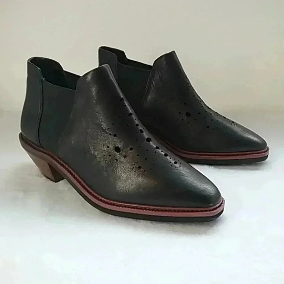 Kelsi Dagger Shoes - kelsi Dagger perforated black  leather booties